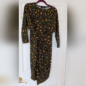 Women's Animal Print Army Green Multiwear Belated Swing Dress Size XS